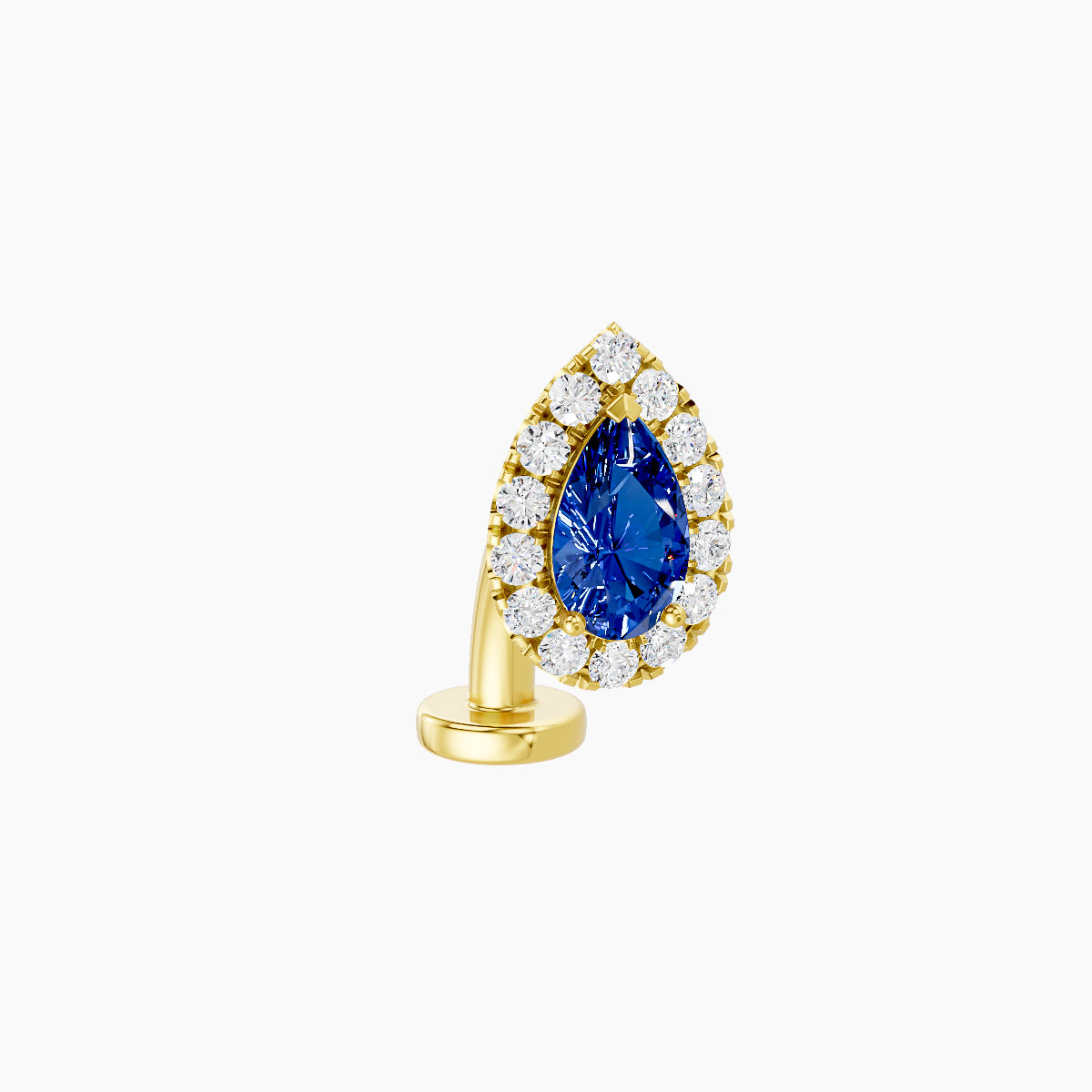 Eirene | 18k Yellow Gold 8 mm 8.5 mm Halo Pear Sapphire & Diamond Floating Navel Piercing