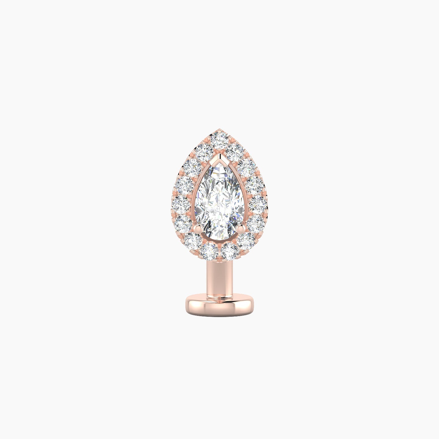 Eirene | 18k Rose Gold 8.5 mm 8 mm Halo Pear Diamond Floating Navel Piercing