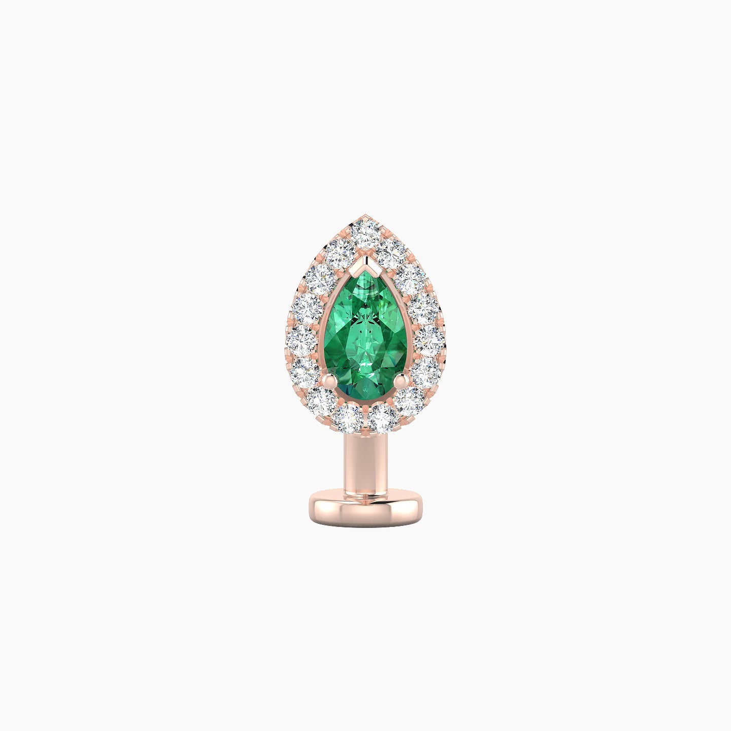 Eirene | 18k Rose Gold 8 mm 8.5 mm Halo Pear Emerald & Diamond Floating Navel Piercing