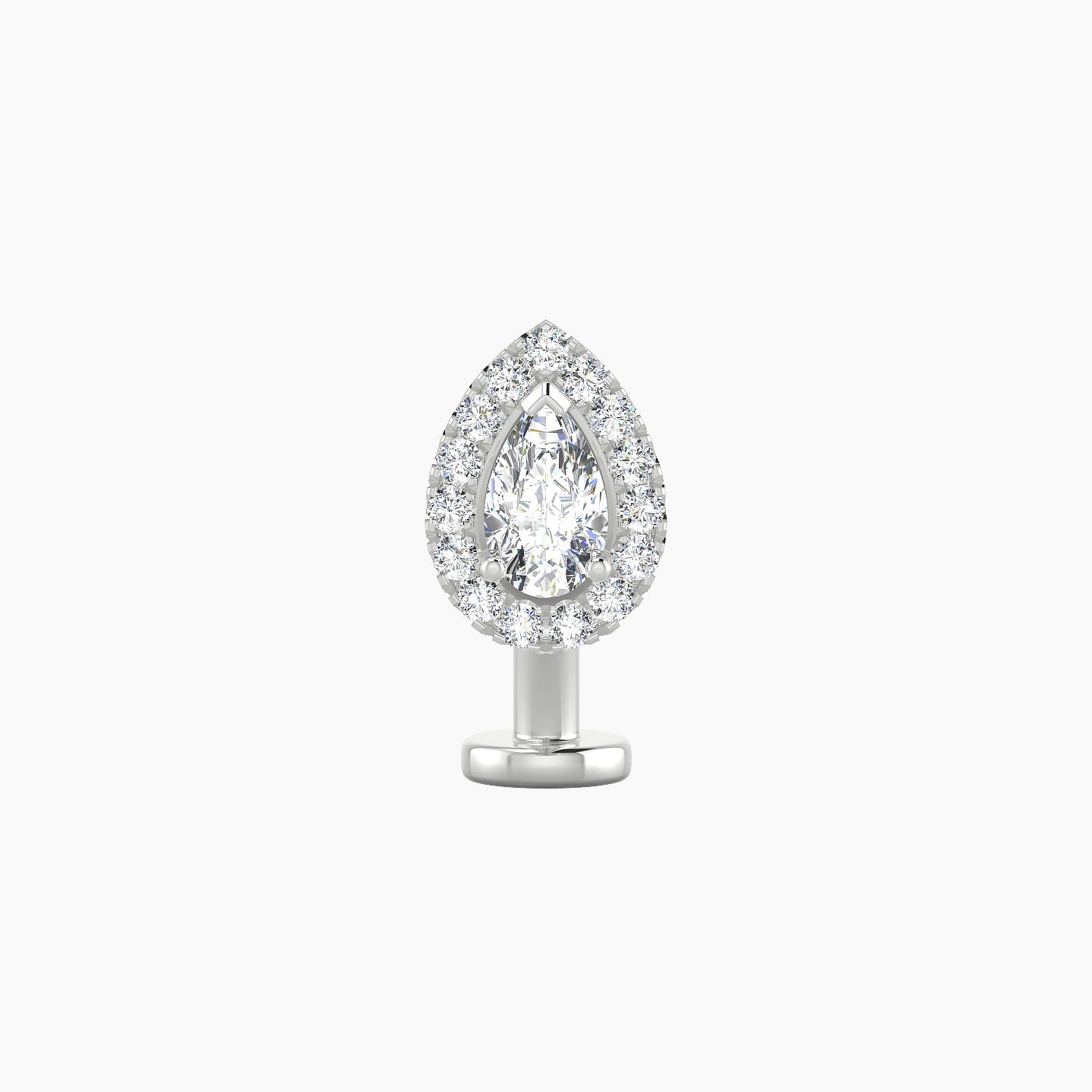 Eirene | 18k White Gold 8.5 mm 8 mm Halo Pear Diamond Floating Navel Piercing