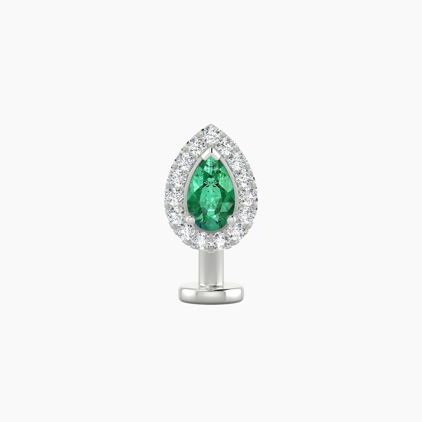 Eirene | 18k White Gold 8 mm 8.5 mm Halo Pear Emerald & Diamond Floating Navel Piercing