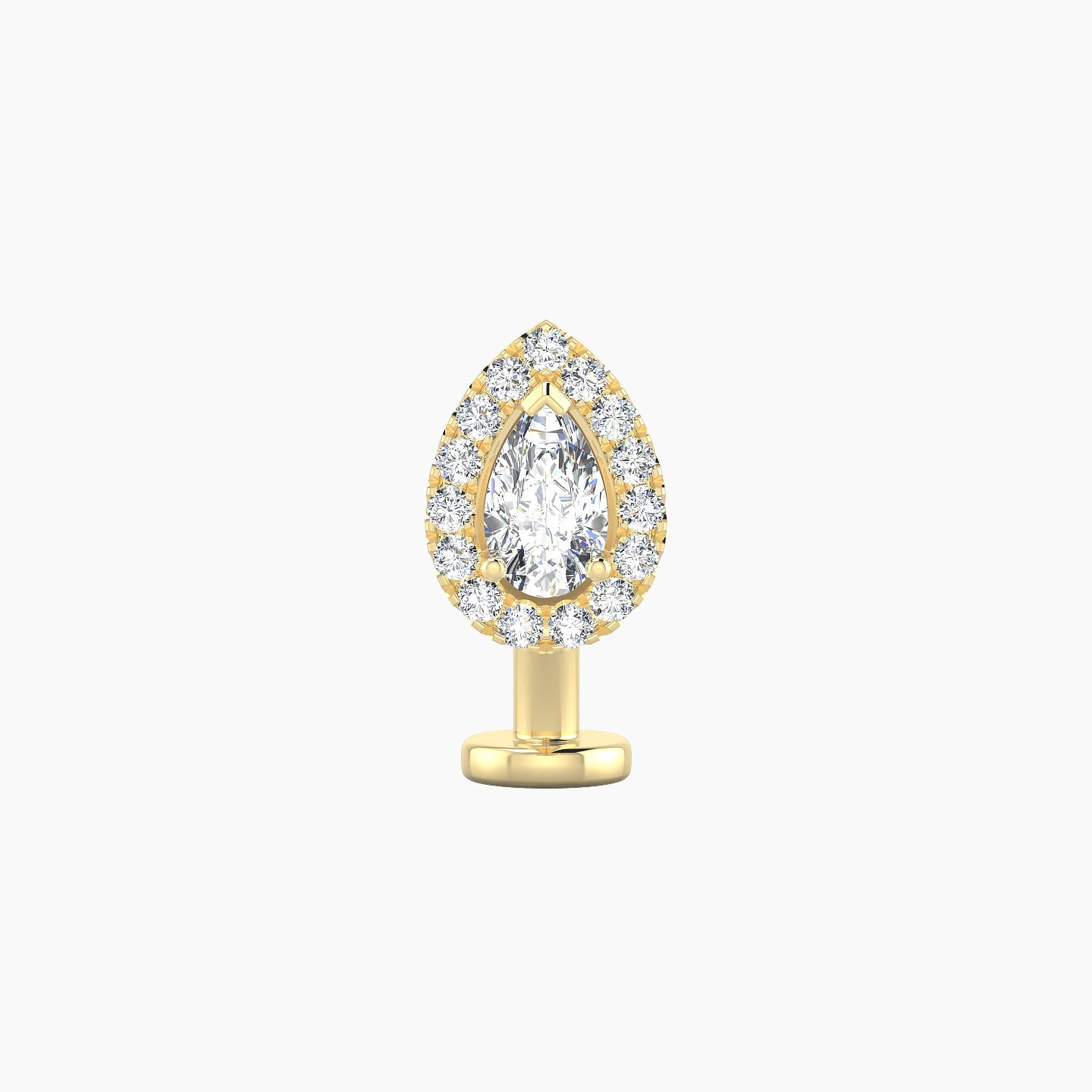 Eirene | 18k Yellow Gold 8.5 mm 8 mm Halo Pear Diamond Floating Navel Piercing