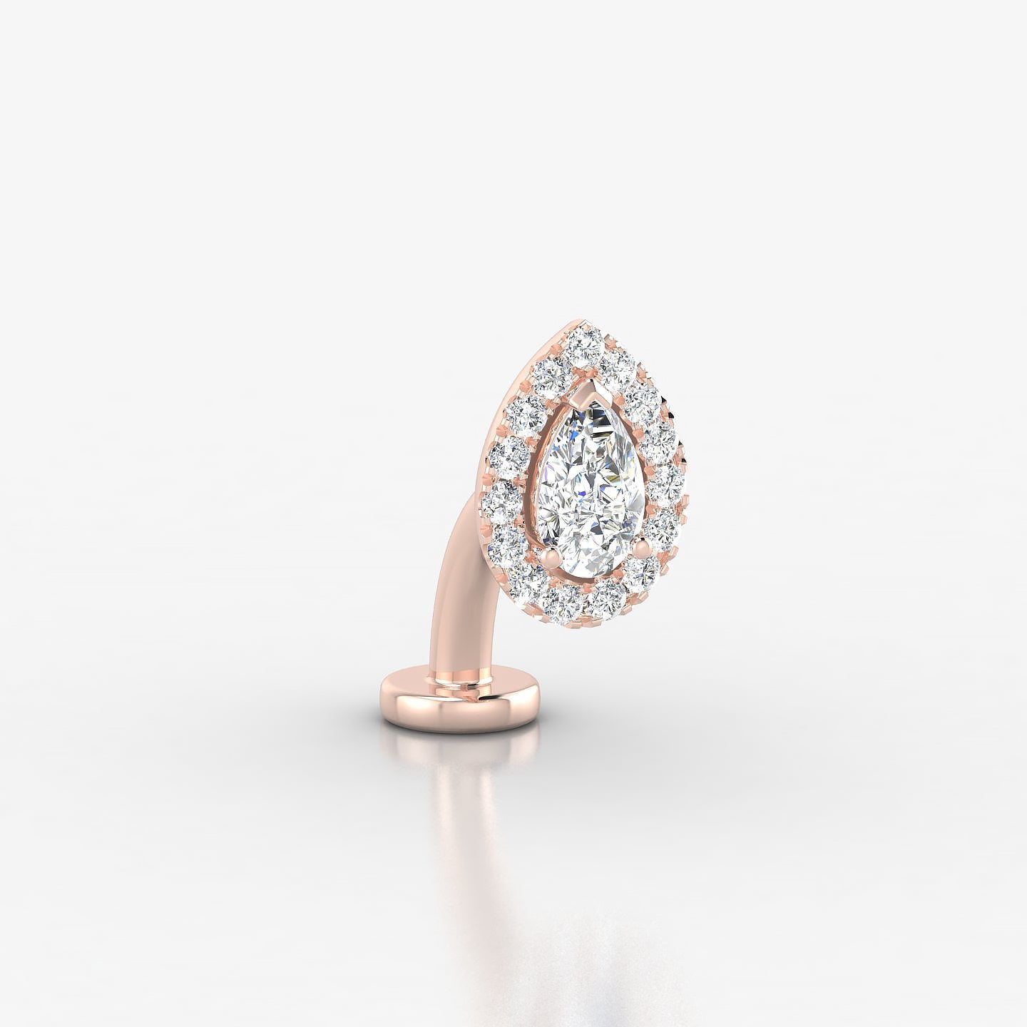 Eirene | 18k Rose Gold 8.5 mm 8 mm Halo Pear Diamond Floating Navel Piercing