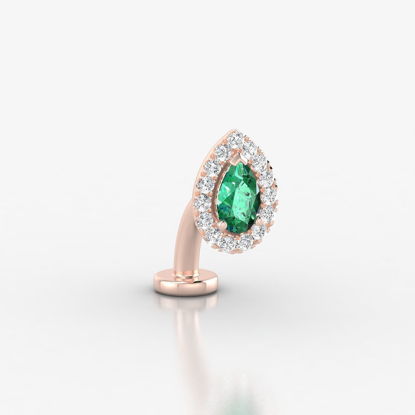 Eirene | 18k Rose Gold 8 mm 8.5 mm Halo Pear Emerald & Diamond Floating Navel Piercing