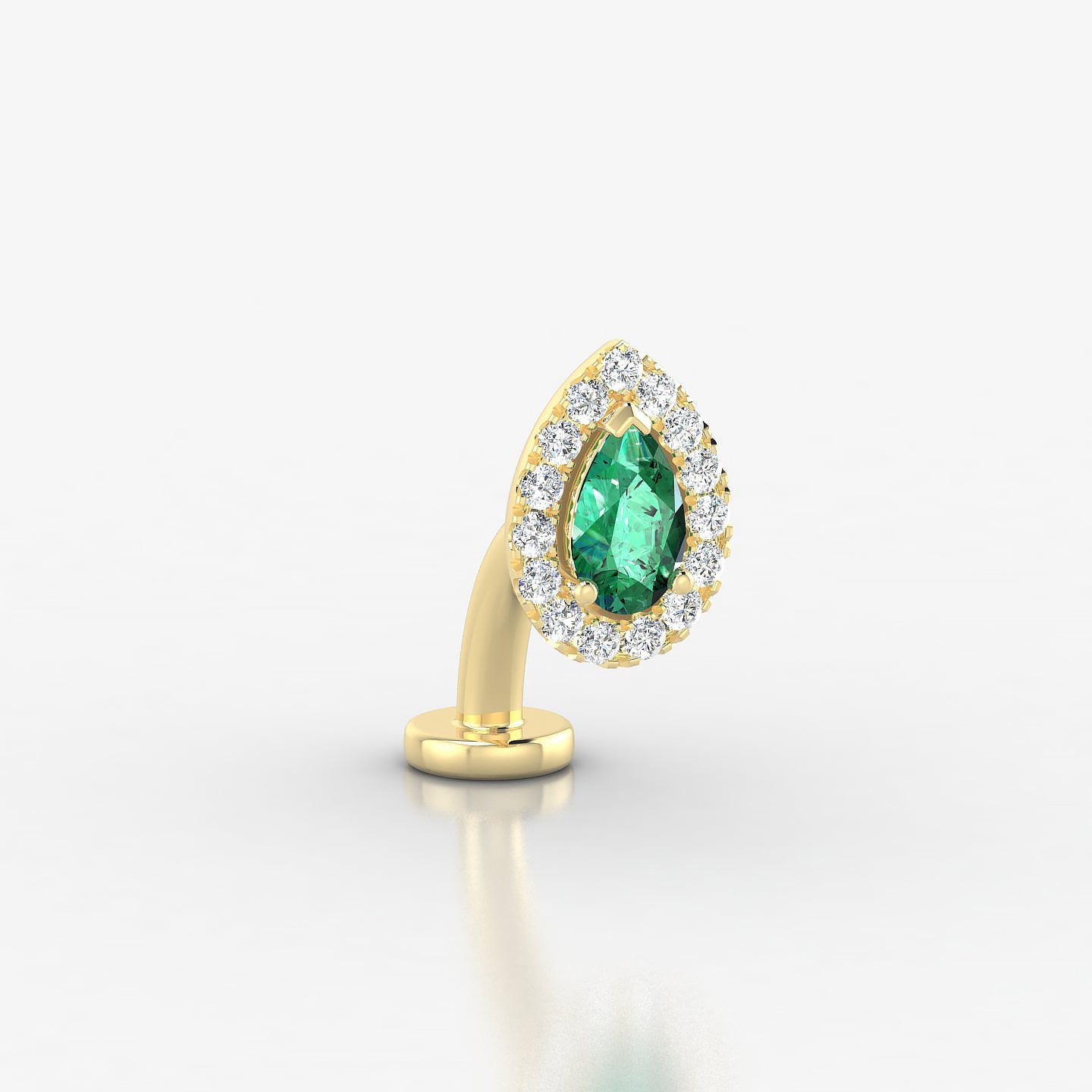 Eirene | 18k Yellow Gold 8 mm 8.5 mm Halo Pear Emerald & Diamond Floating Navel Piercing