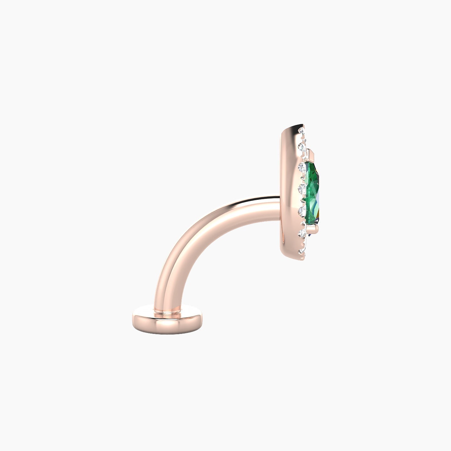 Eirene | 18k Rose Gold 8 mm 8.5 mm Halo Pear Emerald & Diamond Floating Navel Piercing