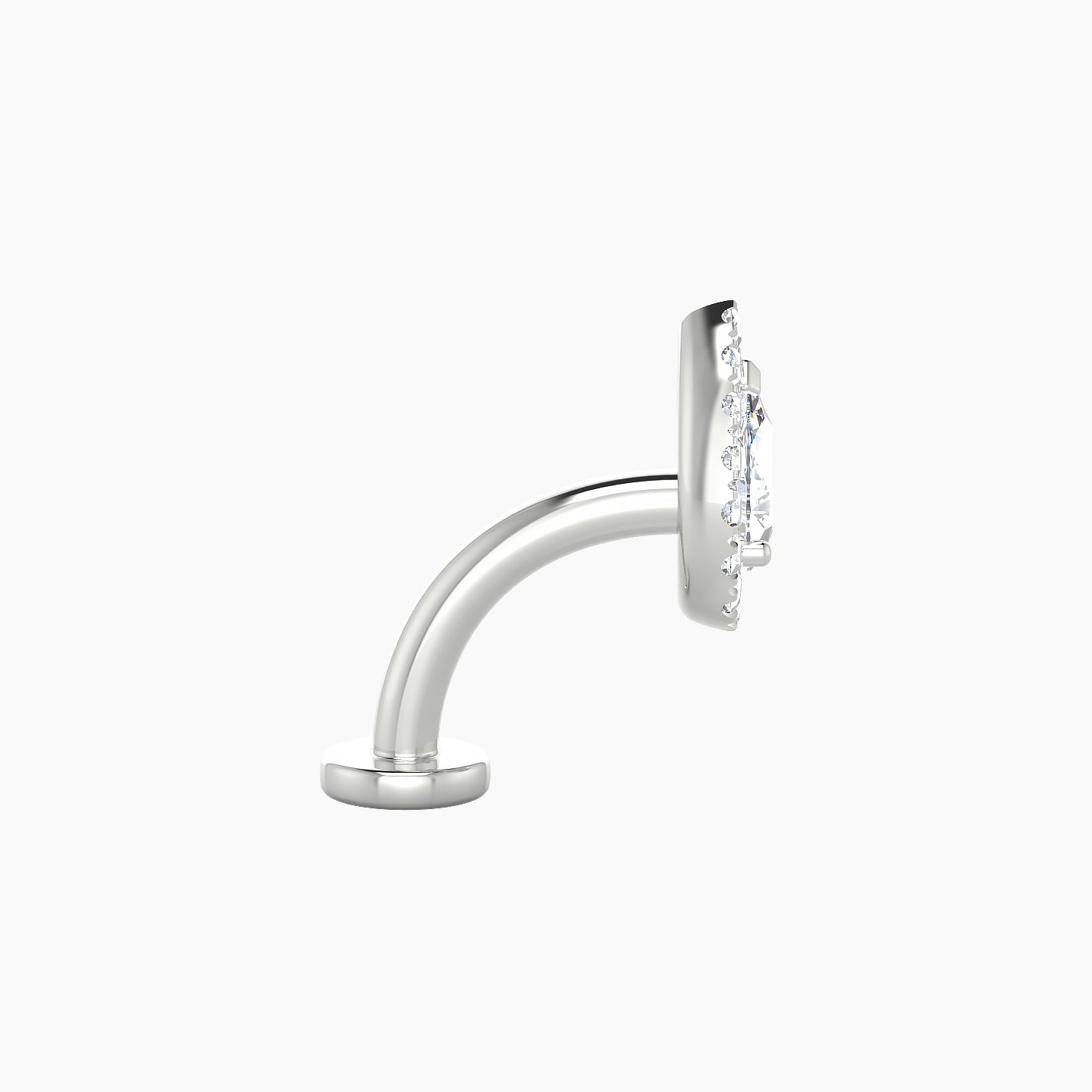 Eirene | 18k White Gold 8.5 mm 8 mm Halo Pear Diamond Floating Navel Piercing