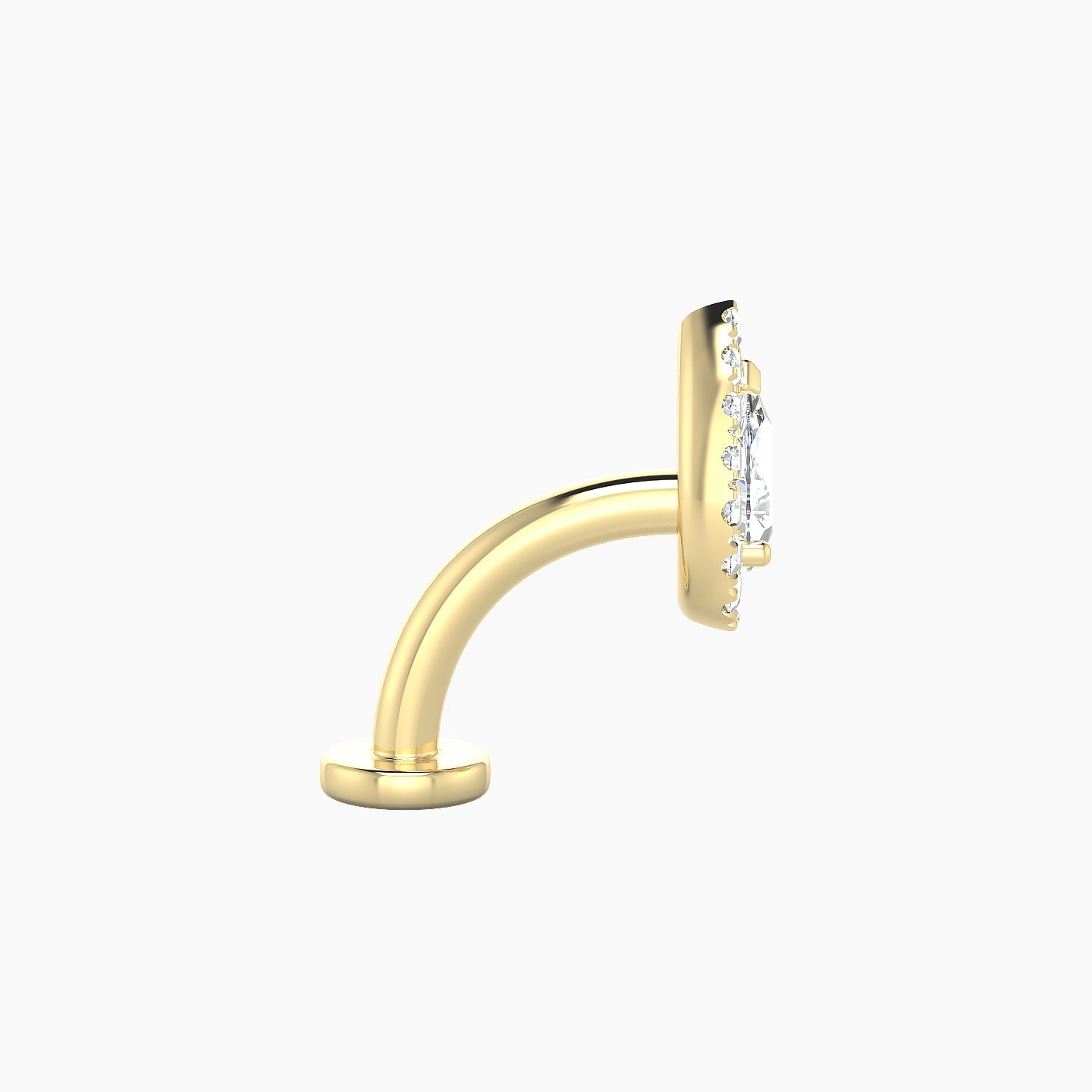 Eirene | 18k Yellow Gold 8.5 mm 8 mm Halo Pear Diamond Floating Navel Piercing