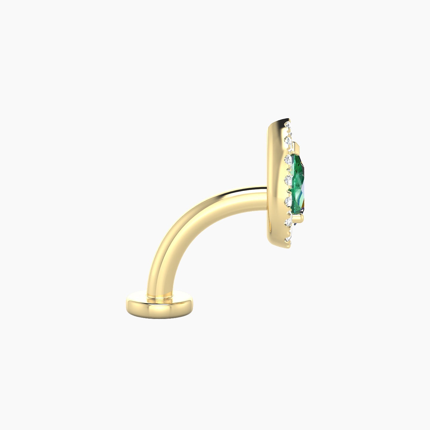 Eirene | 18k Yellow Gold 8 mm 8.5 mm Halo Pear Emerald & Diamond Floating Navel Piercing