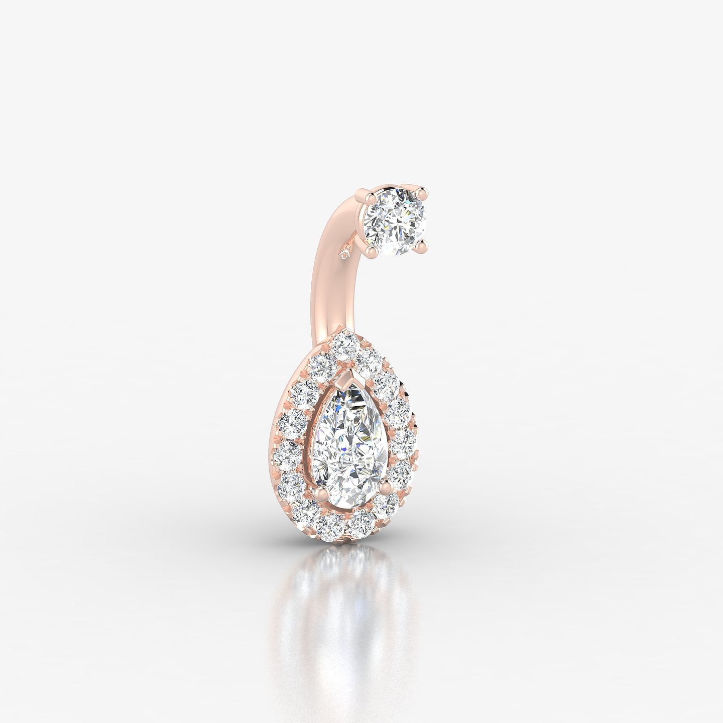 Eirene | 18k Rose Gold 8 mm 8.5 mm Halo Pear Diamond Navel Piercing