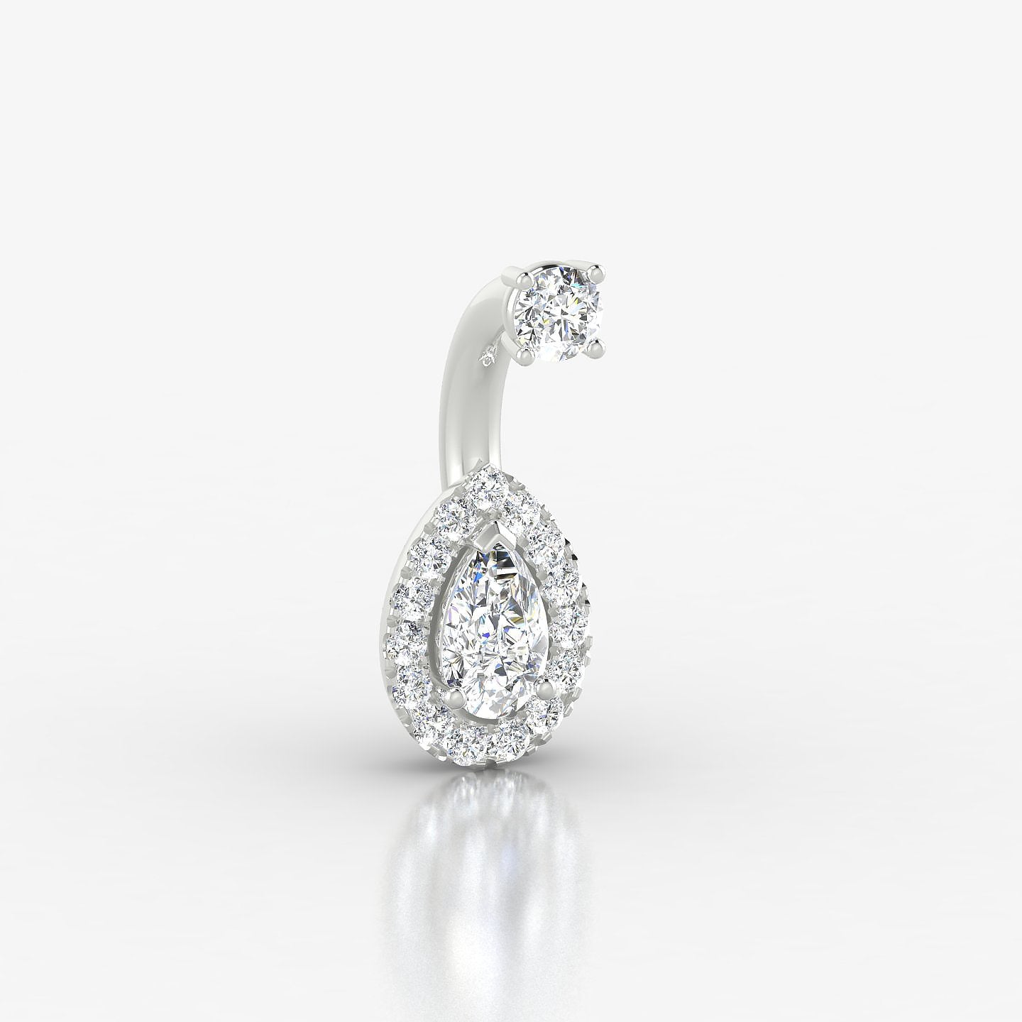Eirene | 18k White Gold 8 mm 8.5 mm Halo Pear Diamond Navel Piercing