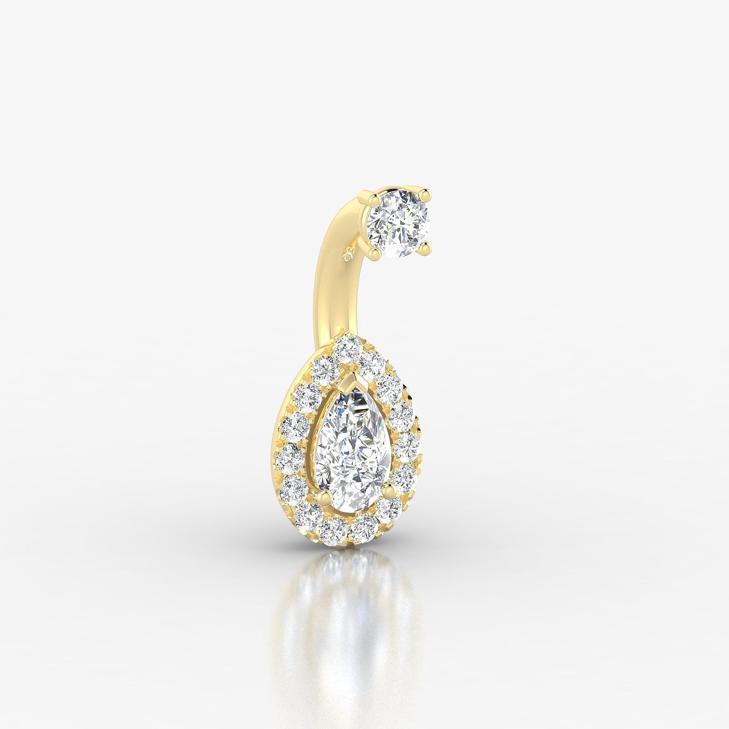 Eirene | 18k Yellow Gold 8 mm 8.5 mm Halo Pear Diamond Navel Piercing