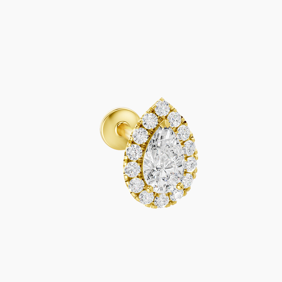Eirene | 18k Yellow Gold 8.5 mm 8 mm Halo Pear Diamond Piercing