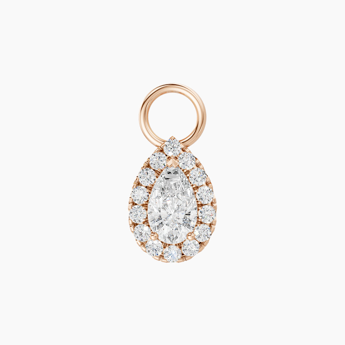 Eirene | 18k Rose Gold 8.5 mm Halo Pear Diamond Charm