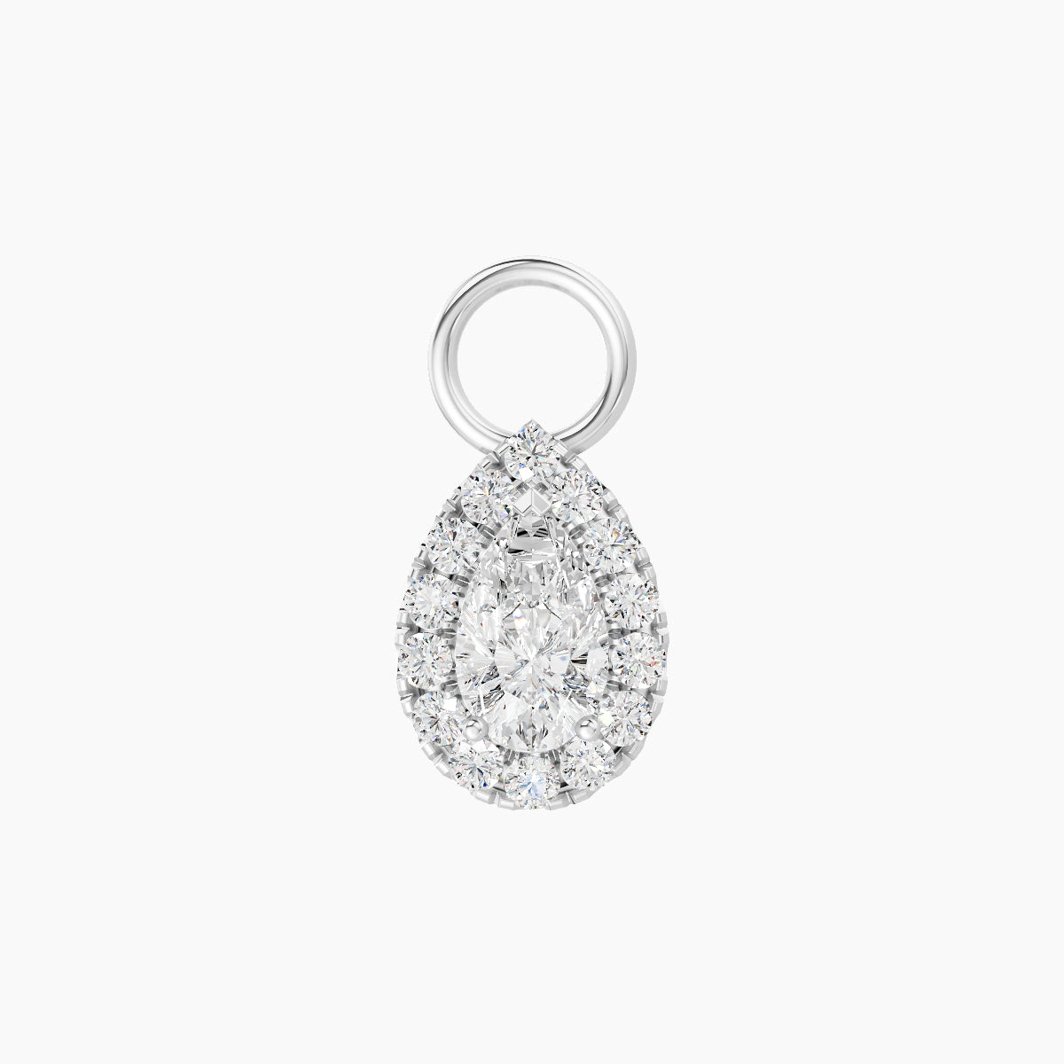Eirene | 18k White Gold 8.5 mm Halo Pear Diamond Charm