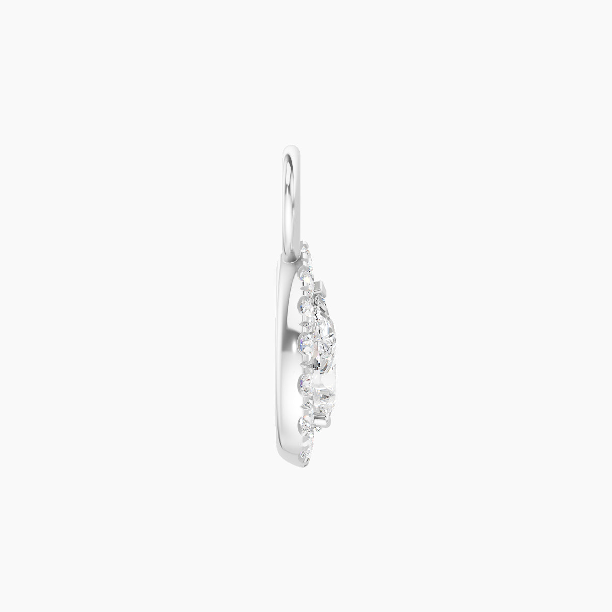 Eirene | 18k White Gold 8.5 mm Halo Pear Diamond Charm