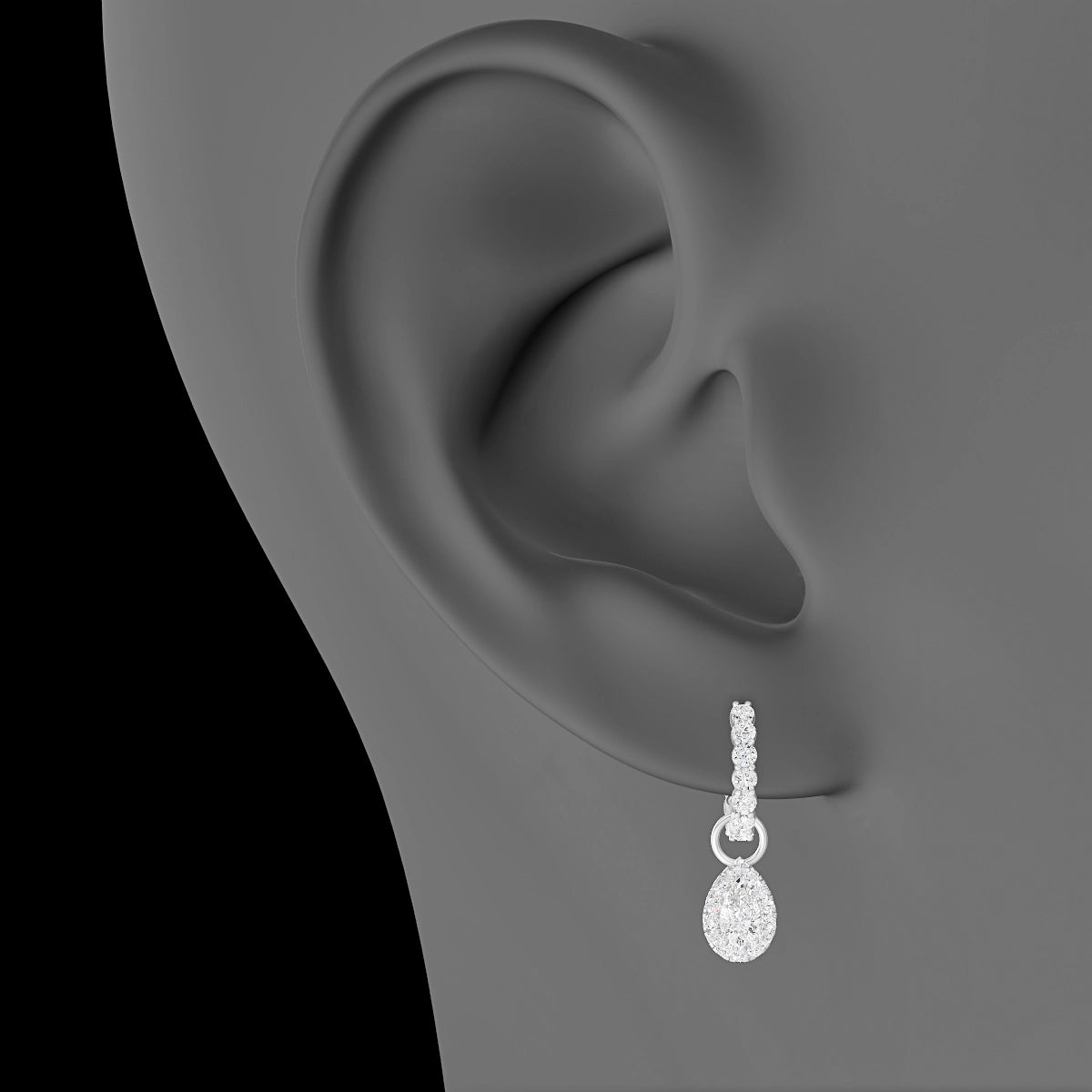 Eirene | 18k White Gold 8.5 mm Halo Pear Diamond Charm