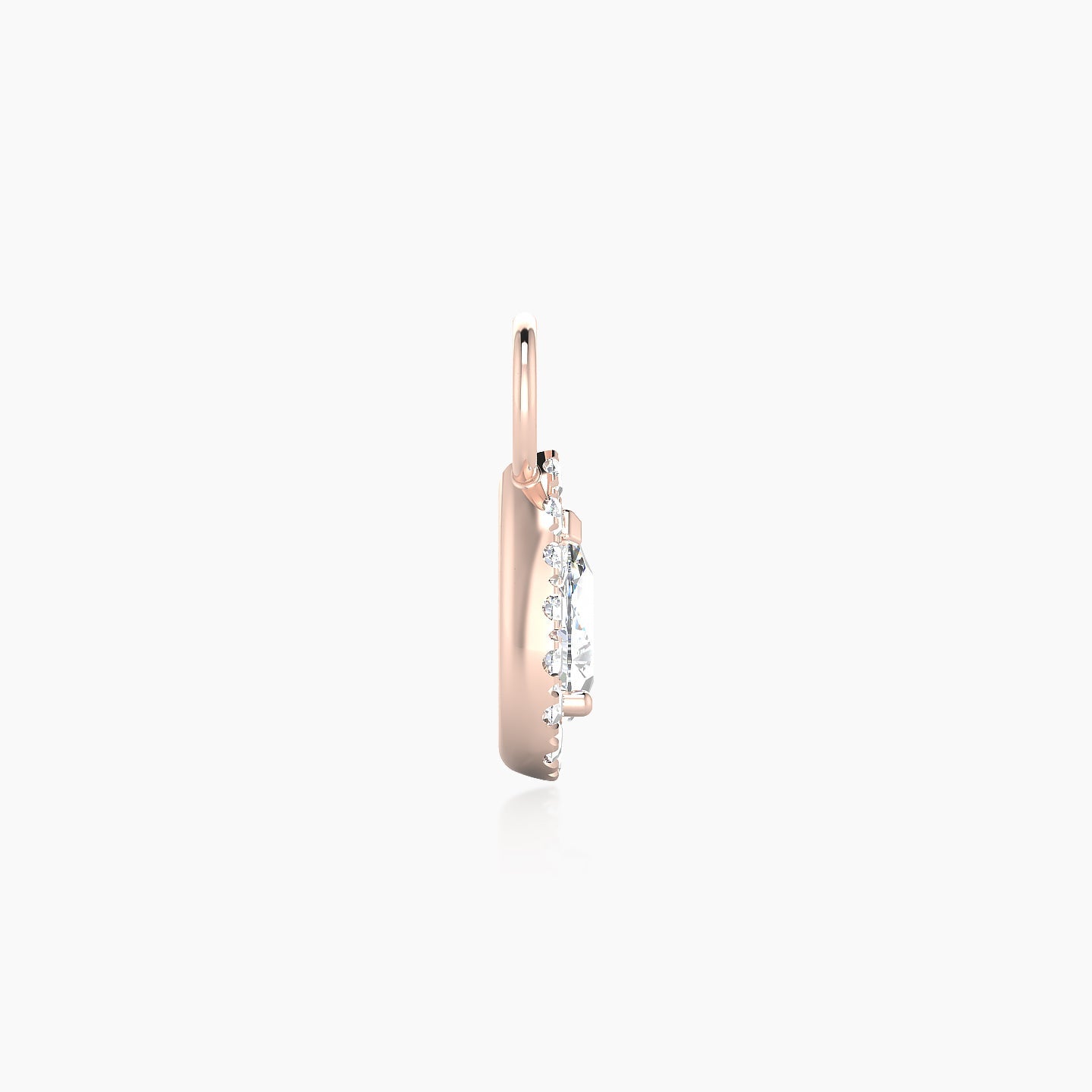 Eirene | 18k Rose Gold 8.5 mm Halo Pear Diamond Charm