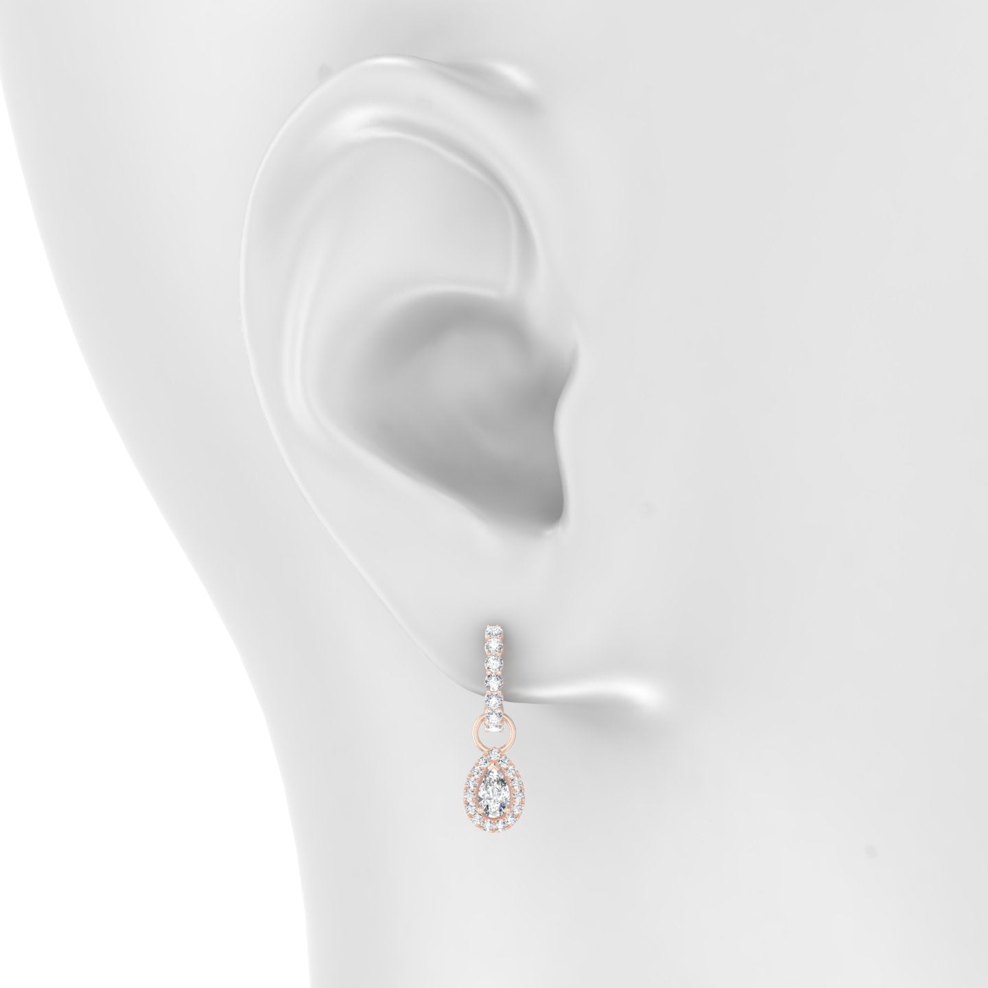 Eirene | 18k Rose Gold 8.5 mm Halo Pear Diamond Charm