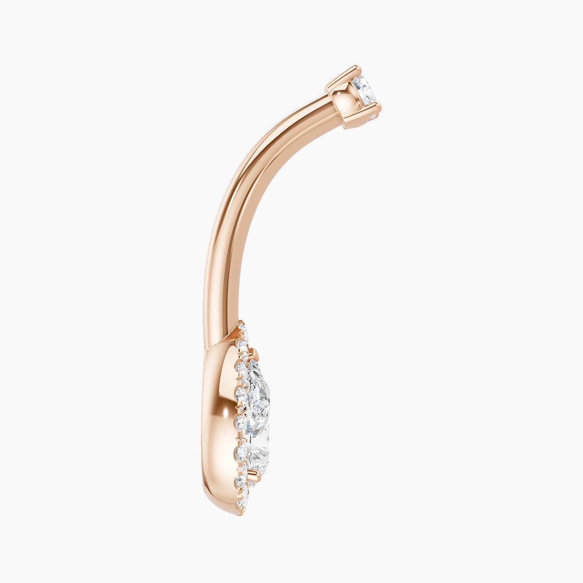 Eirene | 18k Rose Gold 9 mm 10 mm Halo Pear Diamond Belly Piercing