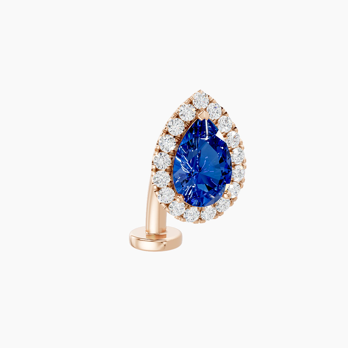Eirene | 18k Rose Gold 10 mm 9.5 mm Halo Pear Sapphire & Diamond Floating Navel Piercing