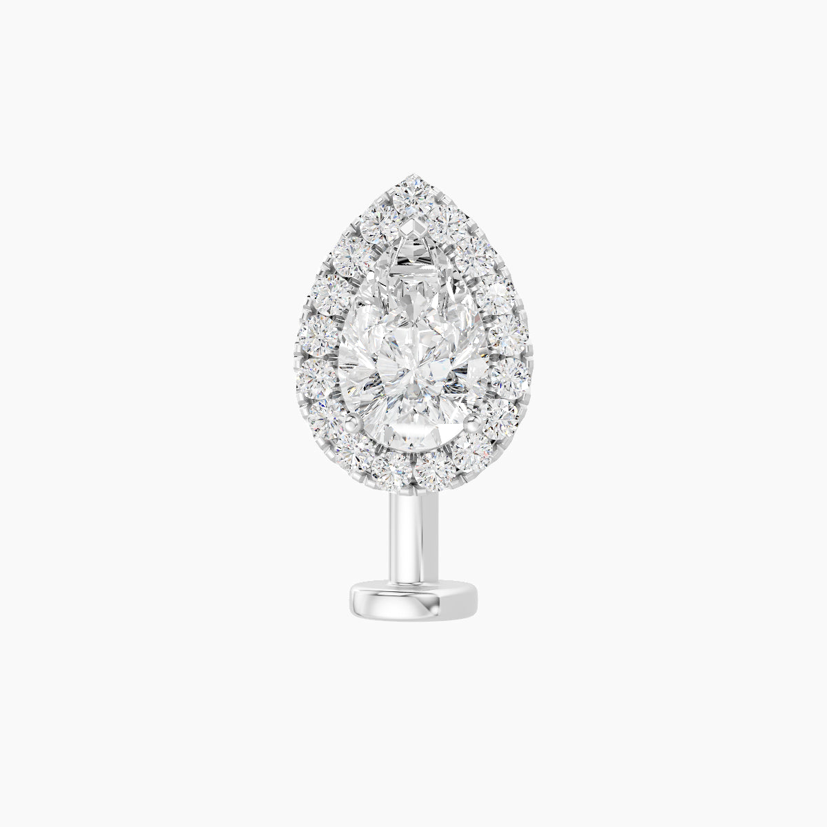 Eirene | 18k White Gold 9.5 mm 10 mm Halo Pear Diamond Floating Navel Piercing