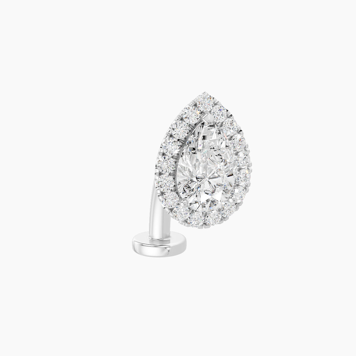 Eirene | 18k White Gold 9.5 mm 10 mm Halo Pear Diamond Floating Navel Piercing