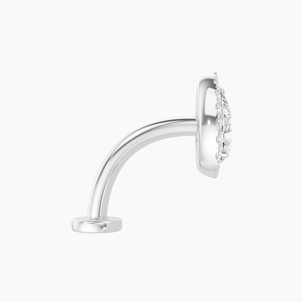 Eirene | 18k White Gold 9.5 mm 10 mm Halo Pear Diamond Floating Navel Piercing
