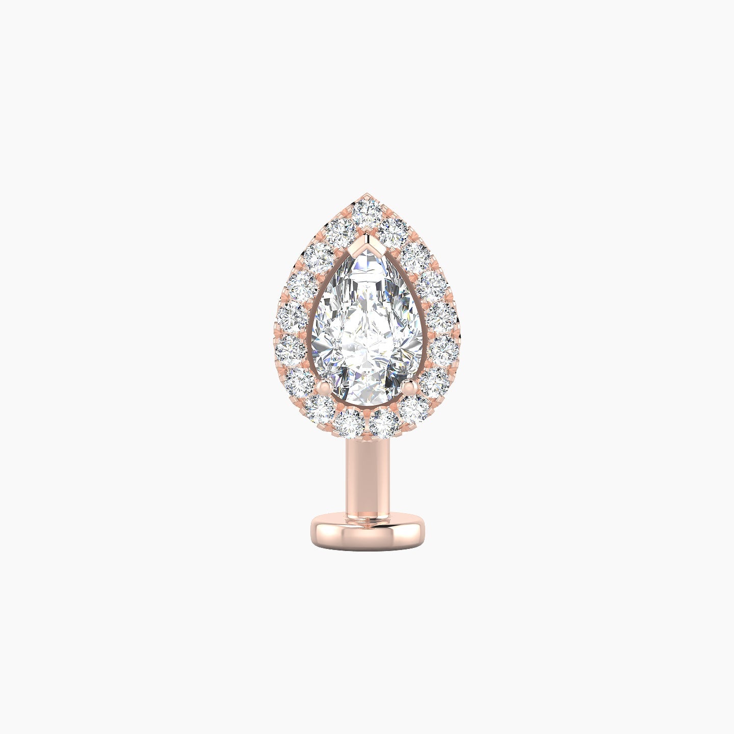 Eirene | 18k Rose Gold 9.5 mm 10 mm Halo Pear Diamond Floating Navel Piercing