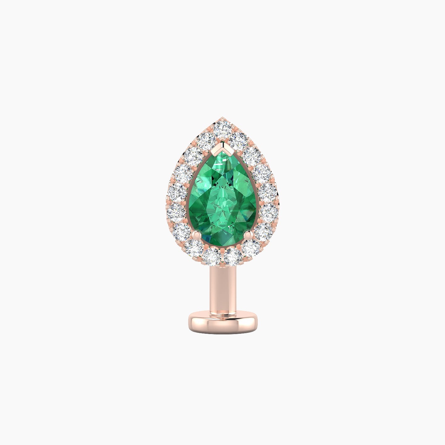 Eirene | 18k Rose Gold 10 mm 9.5 mm Halo Pear Emerald & Diamond Floating Navel Piercing