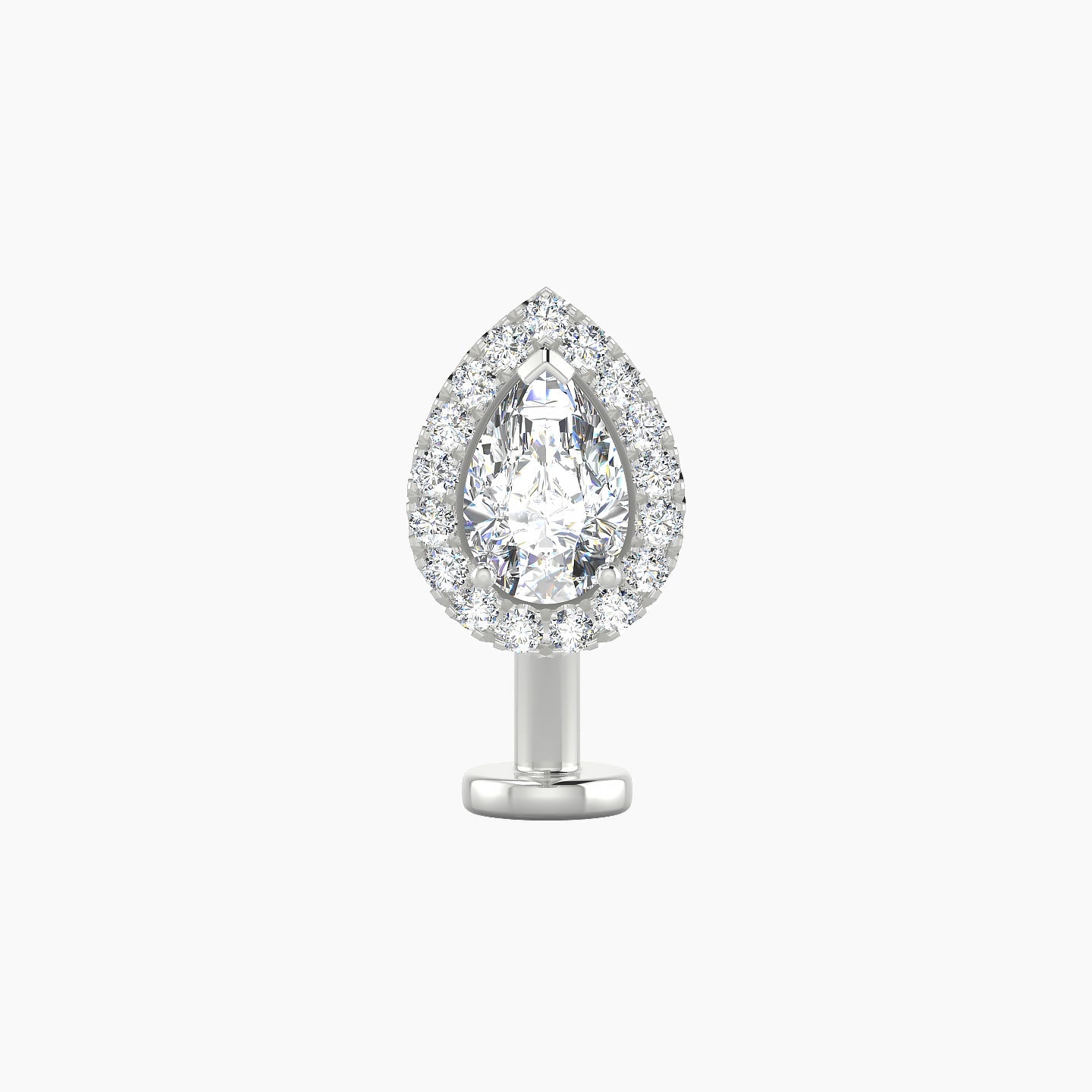 Eirene | 18k White Gold 9.5 mm 10 mm Halo Pear Diamond Floating Navel Piercing