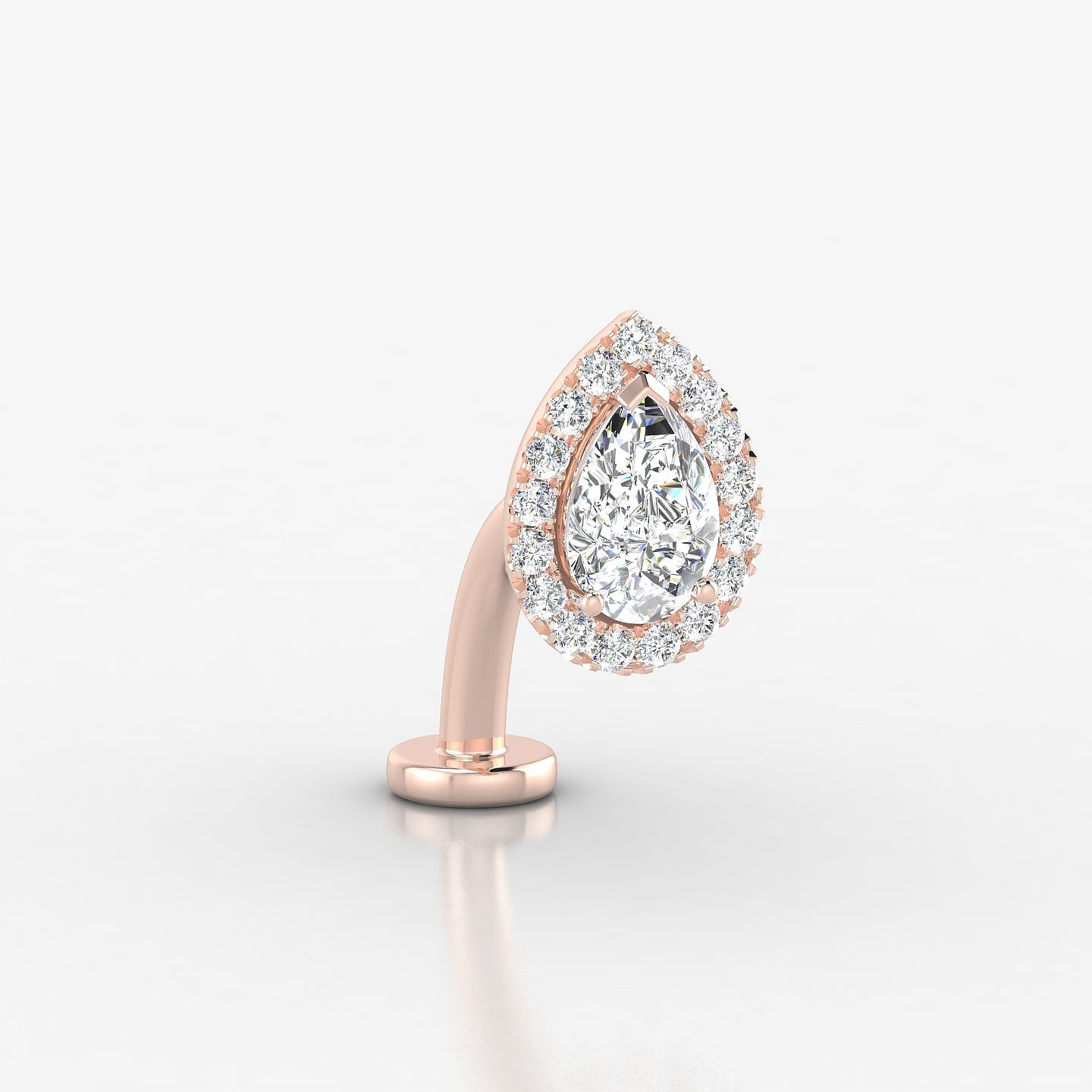 Eirene | 18k Rose Gold 9.5 mm 10 mm Halo Pear Diamond Floating Navel Piercing