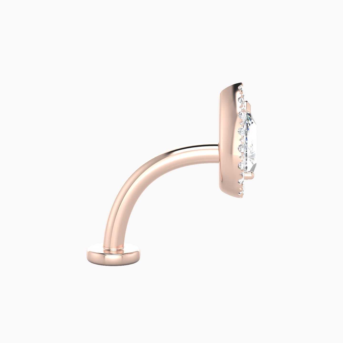 Eirene | 18k Rose Gold 9.5 mm 10 mm Halo Pear Diamond Floating Navel Piercing