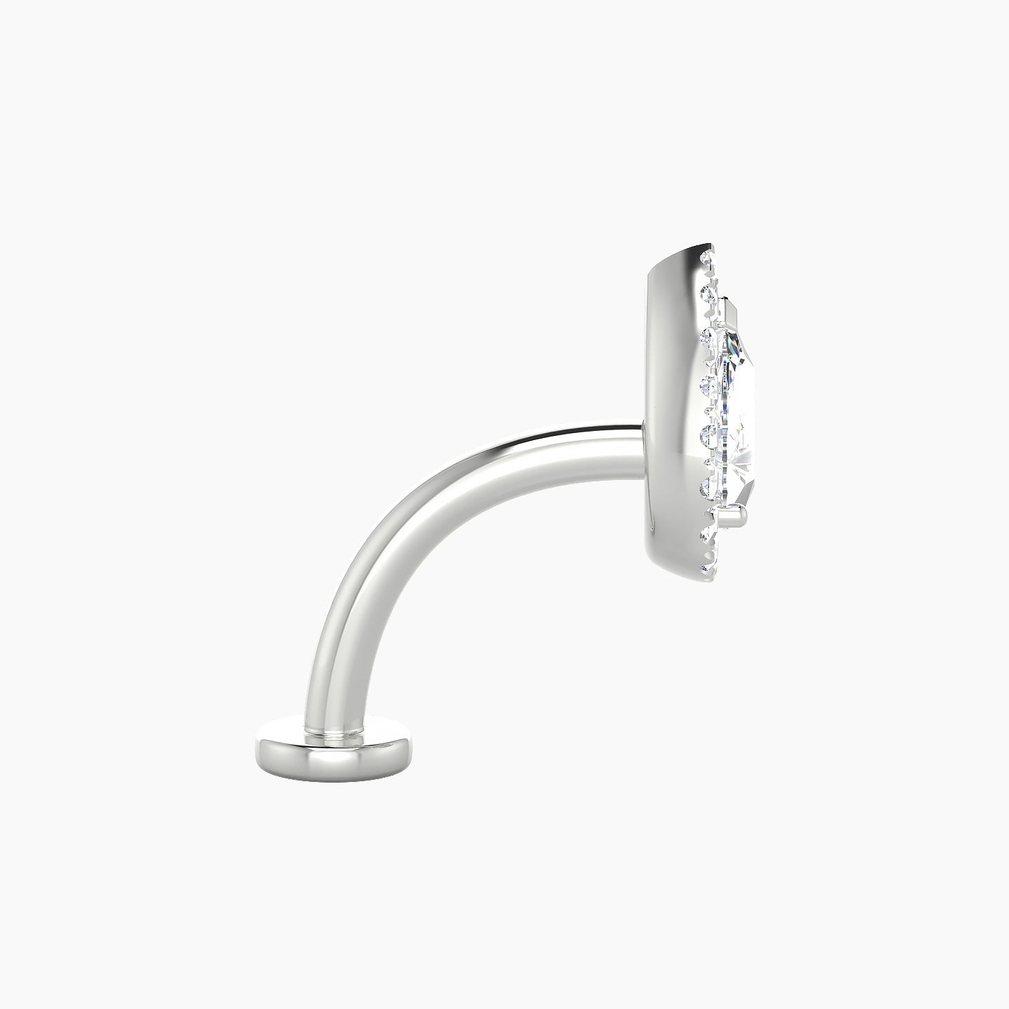 Eirene | 18k White Gold 9.5 mm 10 mm Halo Pear Diamond Floating Navel Piercing