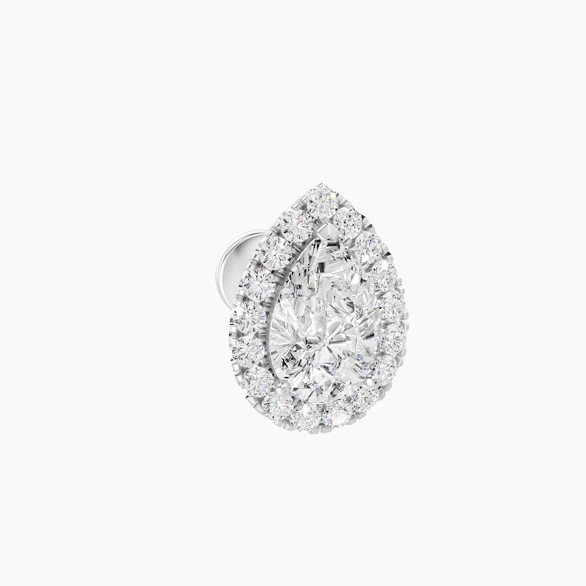 Eirene | 18k White Gold 9.5 mm 5 mm Halo Pear Diamond Piercing