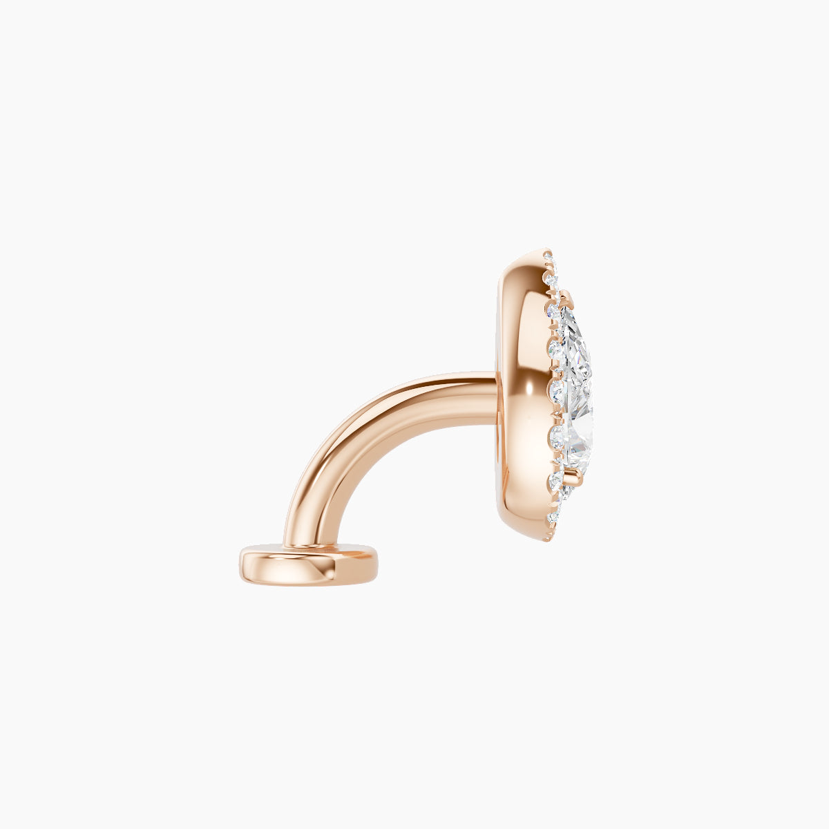 Eirene | 18k Rose Gold 9.5 mm 6 mm Halo Pear Diamond Floating Navel Piercing