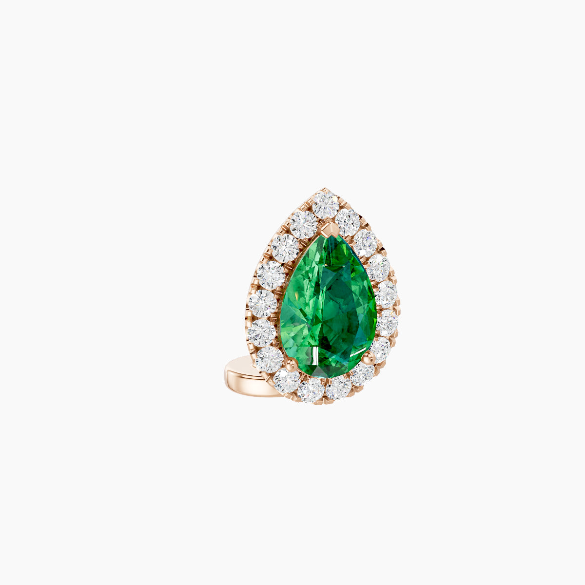 Eirene | 18k Rose Gold 6 mm 9.5 mm Halo Pear Emerald & Diamond Floating Navel Piercing