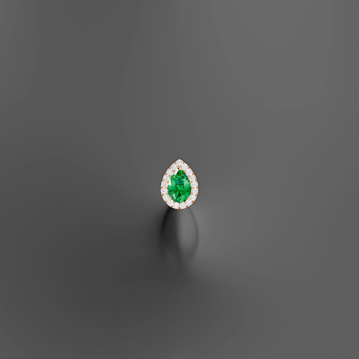 Eirene | 18k Rose Gold 6 mm 9.5 mm Halo Pear Emerald & Diamond Floating Navel Piercing