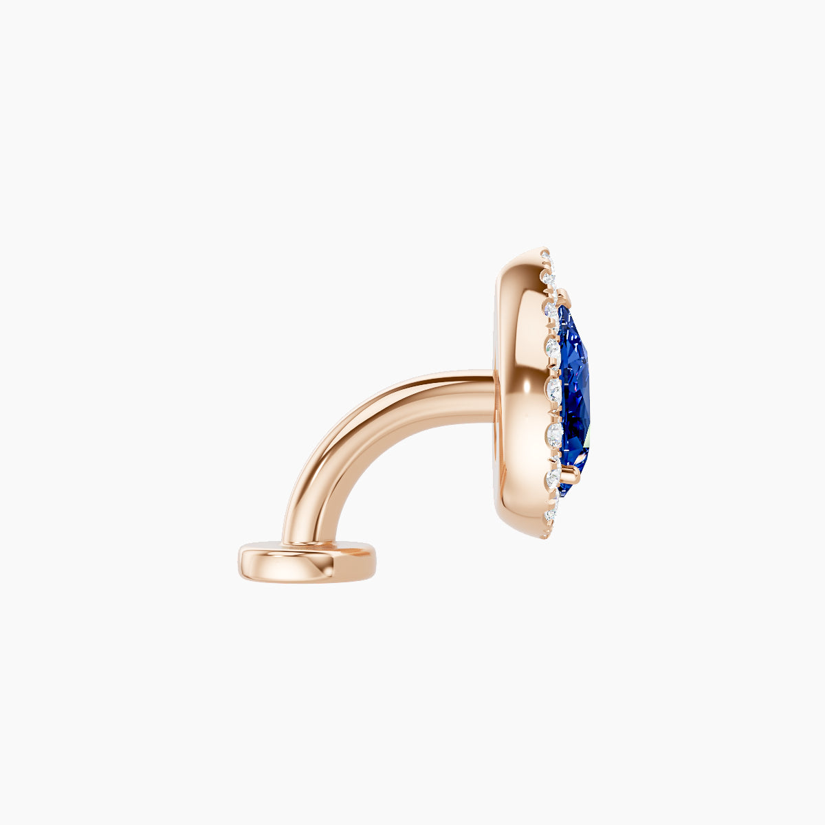 Eirene | 18k Rose Gold 6 mm 9.5 mm Halo Pear Sapphire & Diamond Floating Navel Piercing