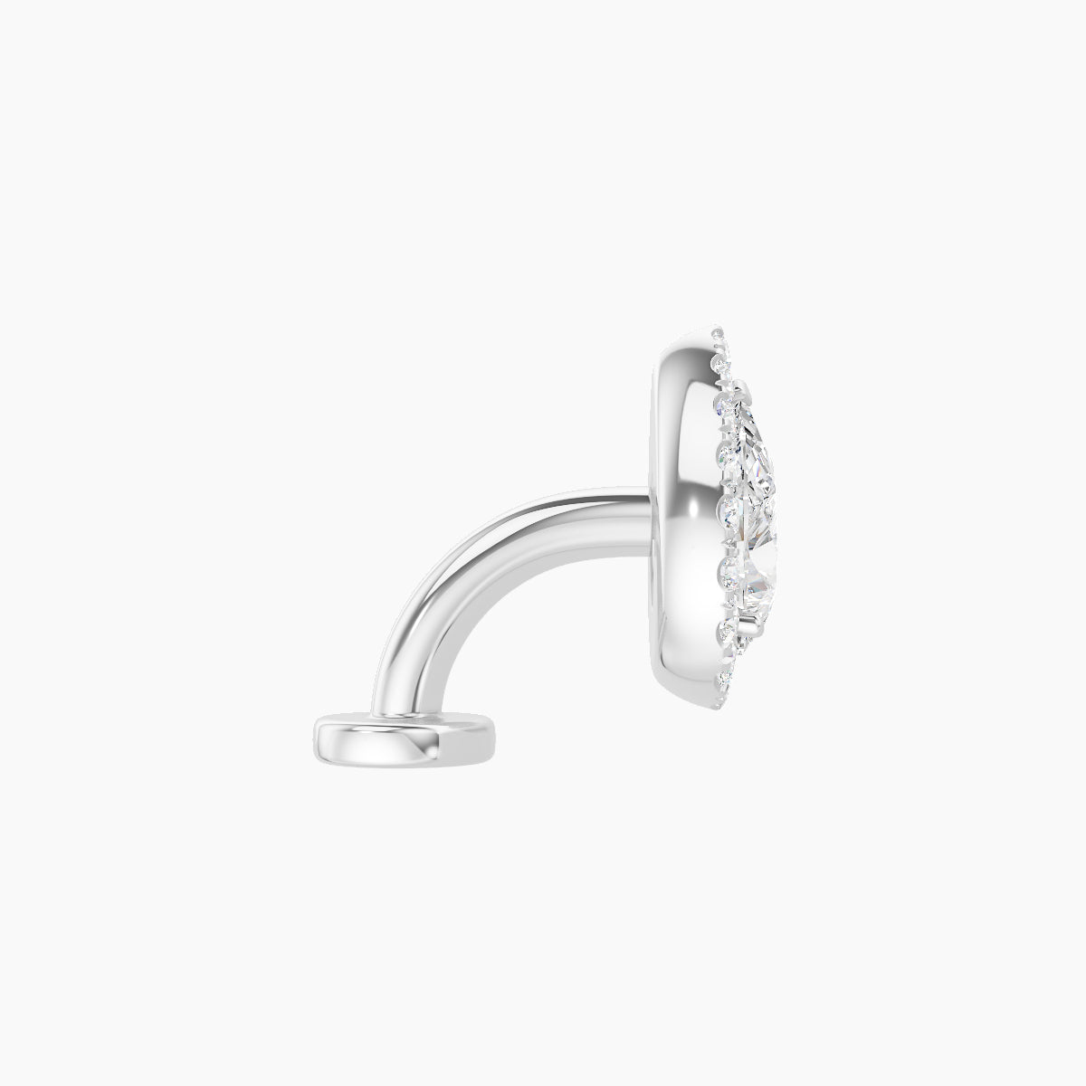 Eirene | 18k White Gold 9.5 mm 6 mm Halo Pear Diamond Floating Navel Piercing