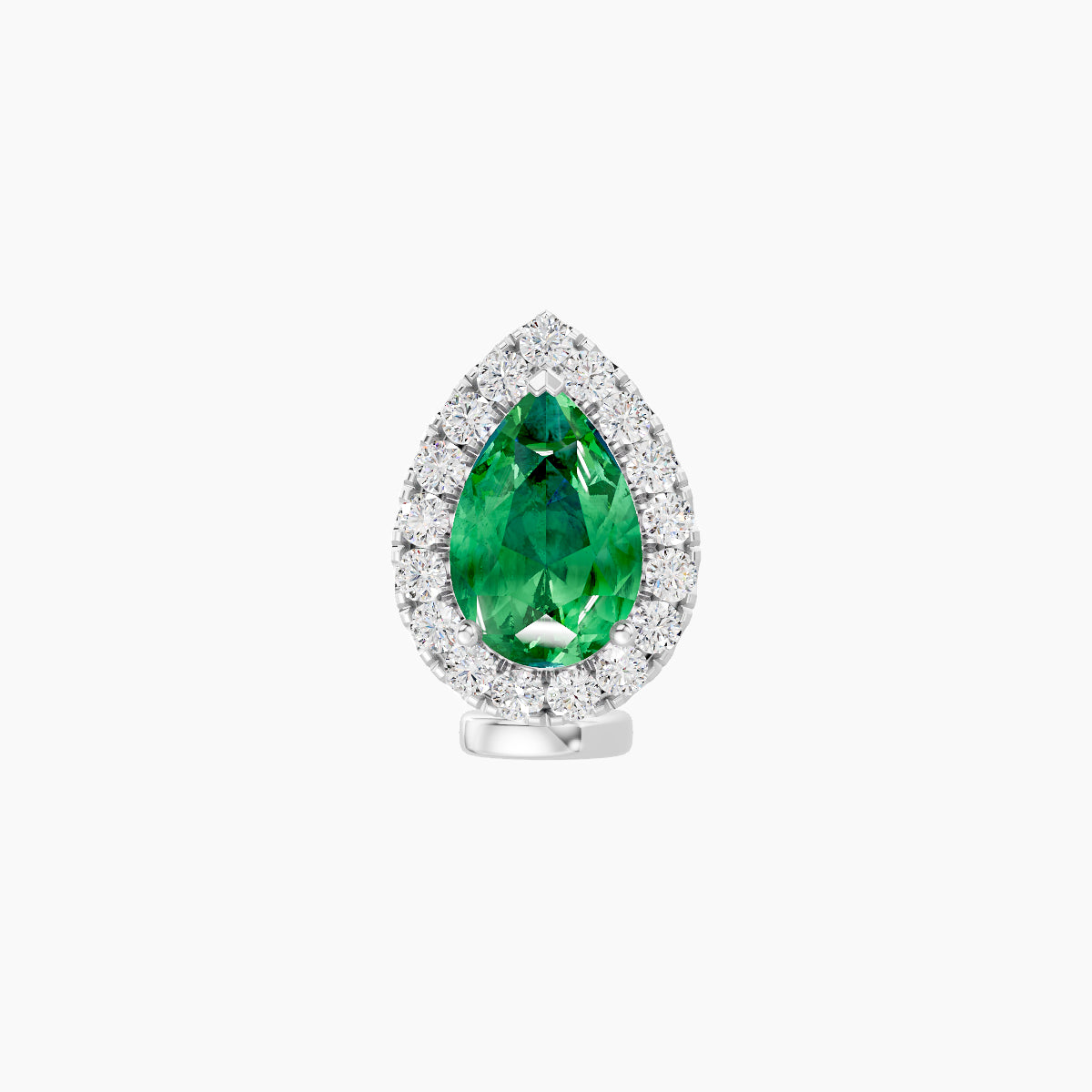 Eirene | 18k White Gold 6 mm 9.5 mm Halo Pear Emerald & Diamond Floating Navel Piercing