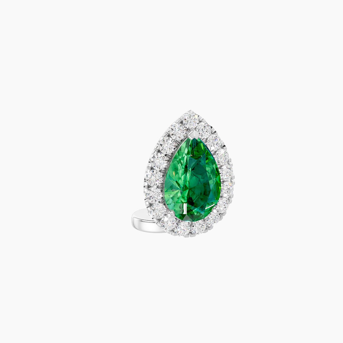 Eirene | 18k White Gold 6 mm 9.5 mm Halo Pear Emerald & Diamond Floating Navel Piercing