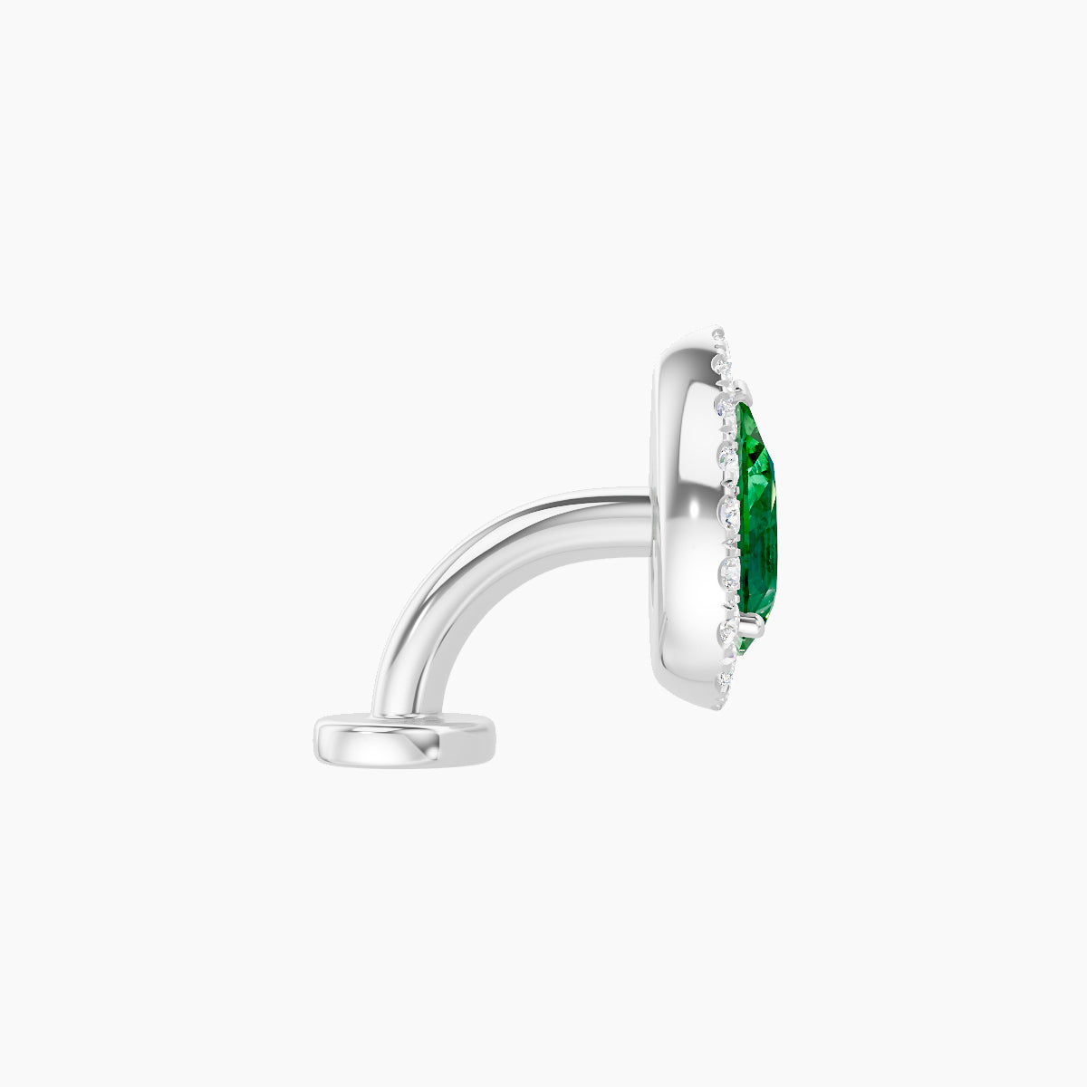 Eirene | 18k White Gold 6 mm 9.5 mm Halo Pear Emerald & Diamond Floating Navel Piercing