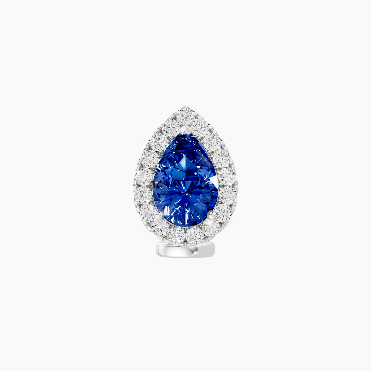 Eirene | 18k White Gold 6 mm 9.5 mm Halo Pear Sapphire & Diamond Floating Navel Piercing