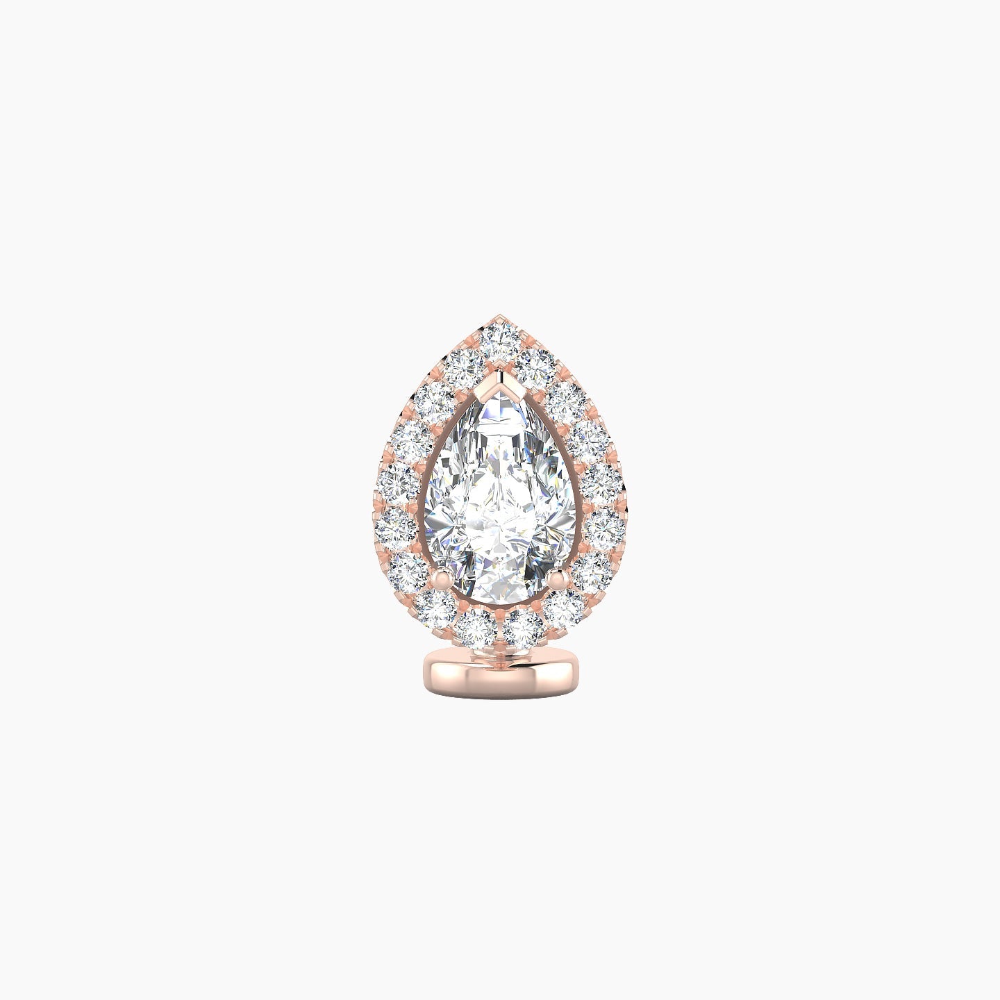 Eirene | 18k Rose Gold 9.5 mm 6 mm Halo Pear Diamond Floating Navel Piercing
