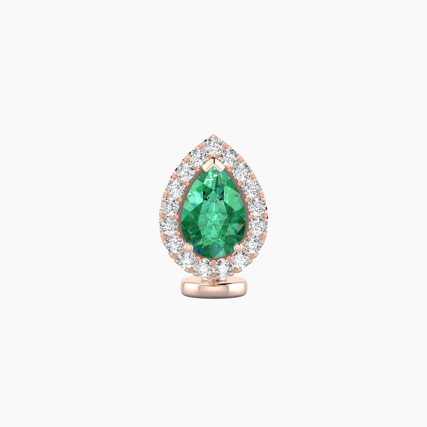 Eirene | 18k Rose Gold 6 mm 9.5 mm Halo Pear Emerald & Diamond Floating Navel Piercing
