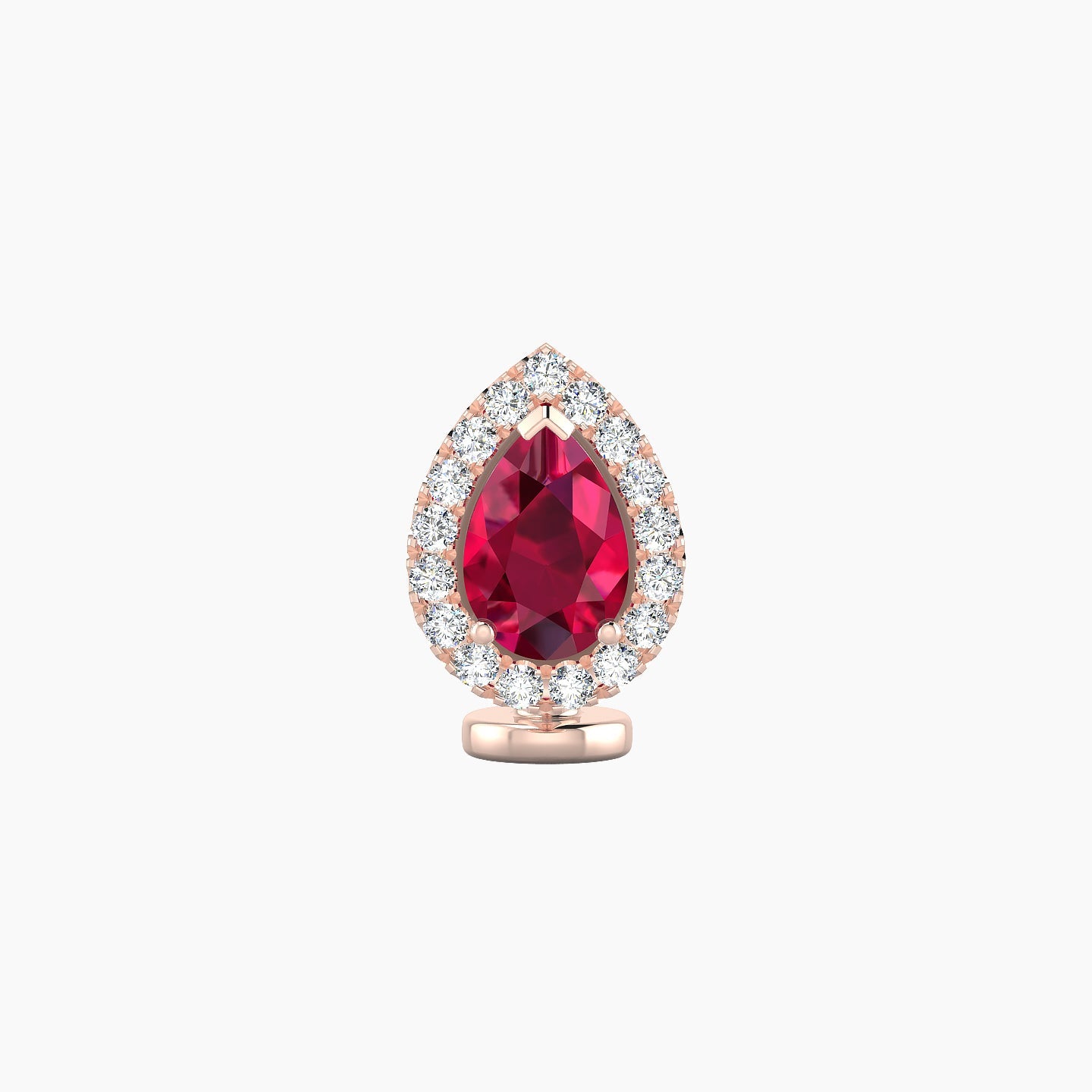 Eirene | 18k Rose Gold 6 mm 9.5 mm Halo Pear Ruby & Diamond Floating Navel Piercing