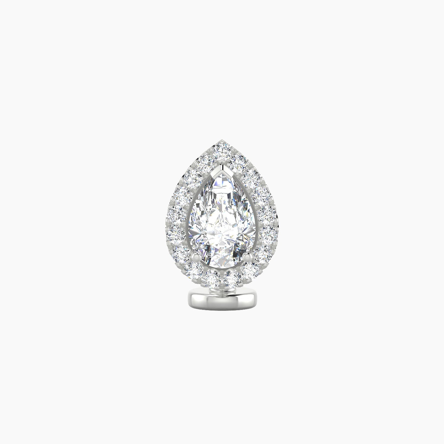 Eirene | 18k White Gold 9.5 mm 6 mm Halo Pear Diamond Floating Navel Piercing