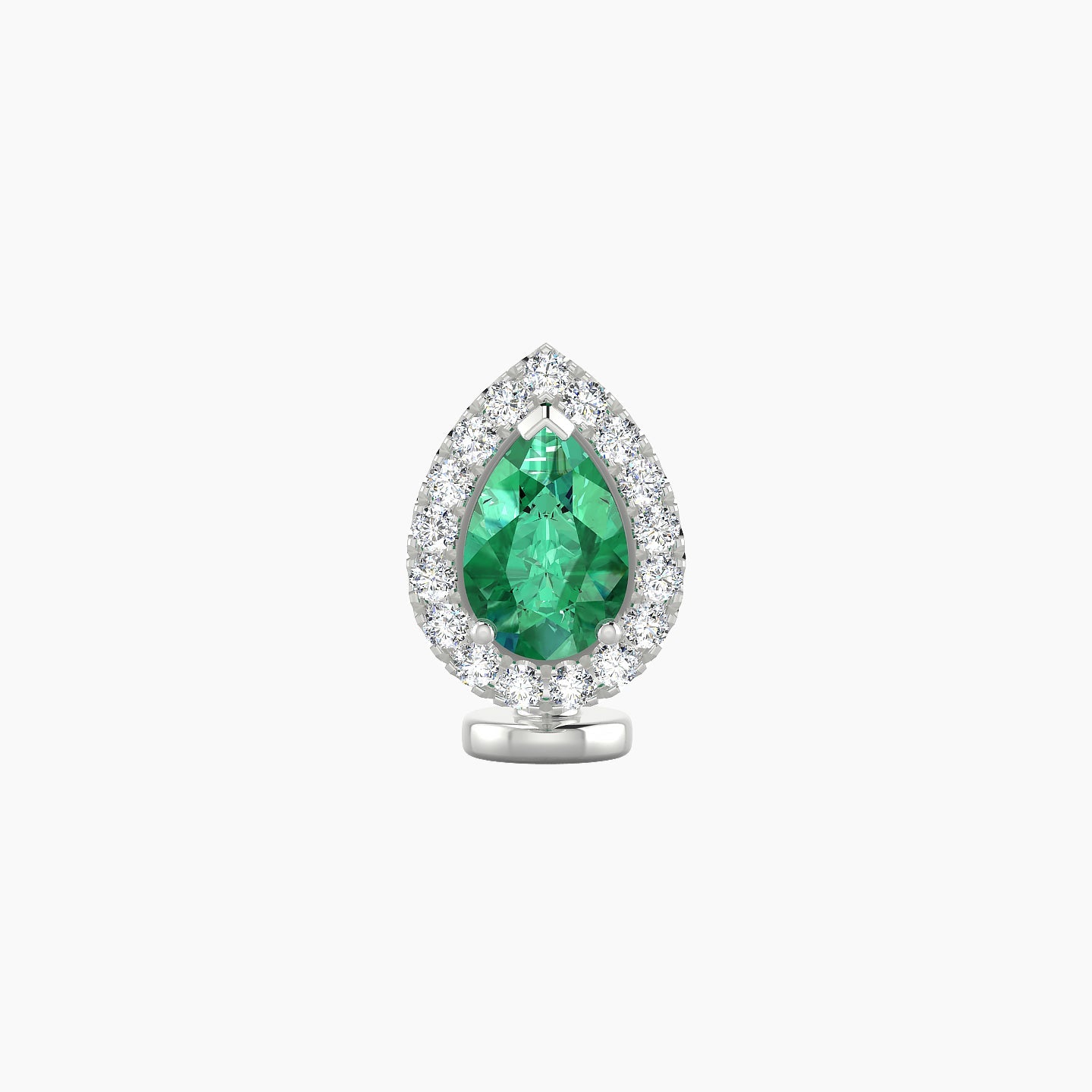 Eirene | 18k White Gold 6 mm 9.5 mm Halo Pear Emerald & Diamond Floating Navel Piercing