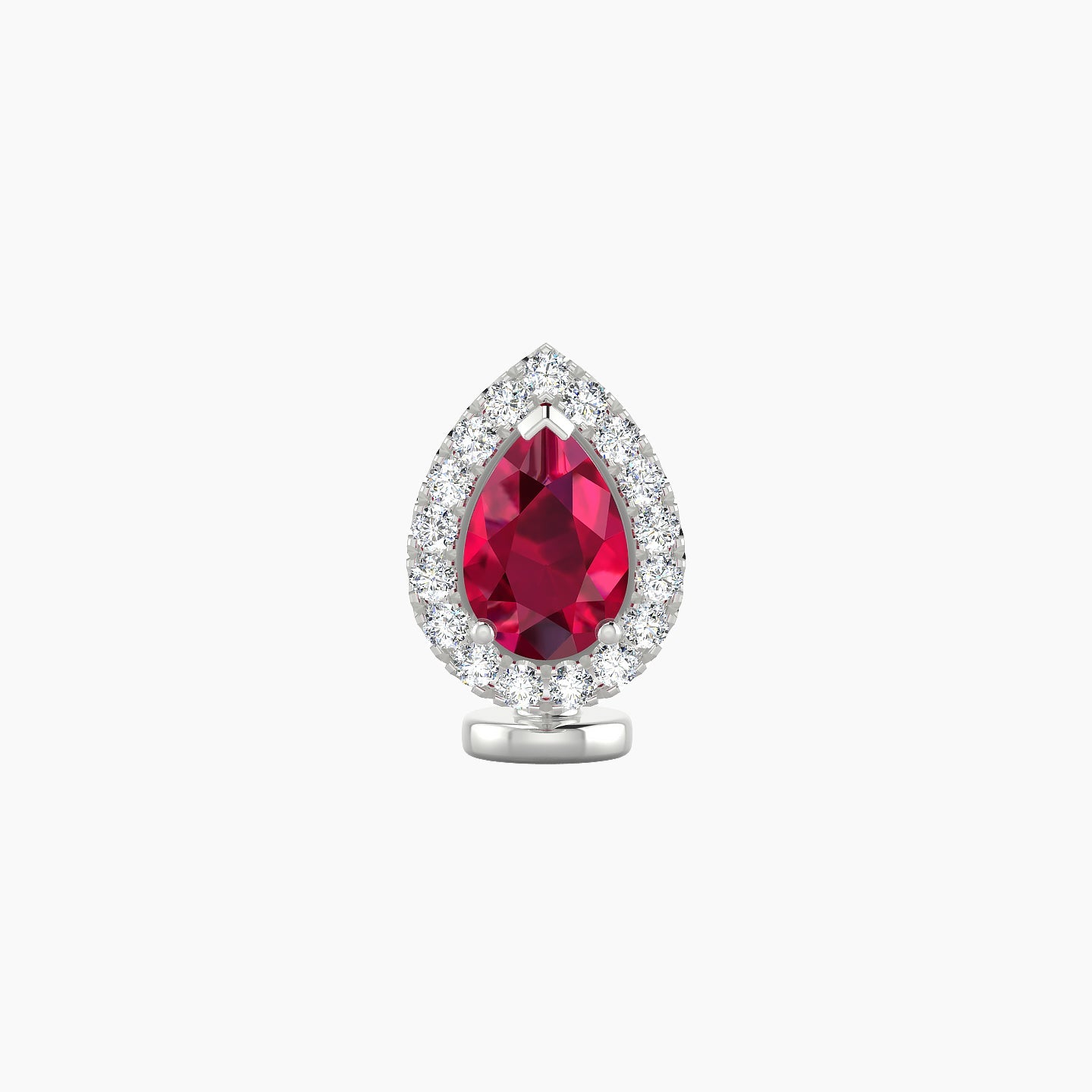 Eirene | 18k White Gold 6 mm 9.5 mm Halo Pear Ruby & Diamond Floating Navel Piercing